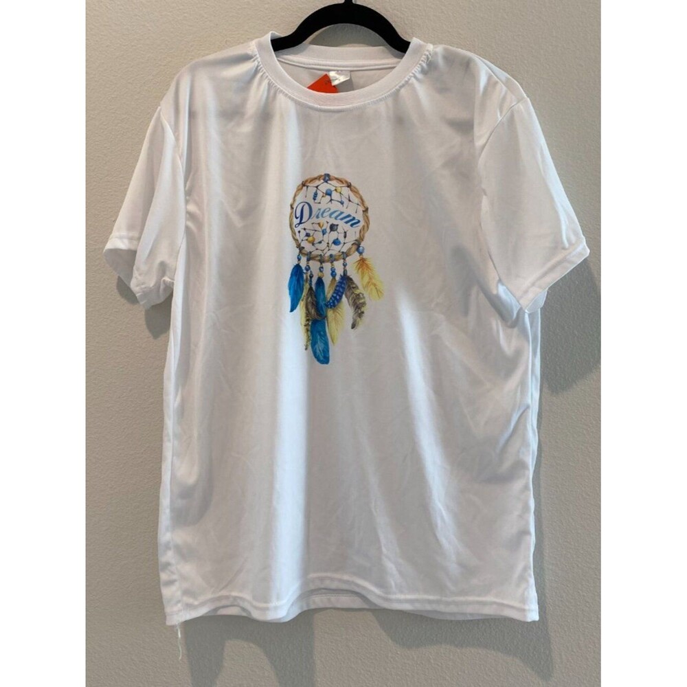 Women's Dreamcatcher Graphic T-Shirt White Large Polyester Crew Neck